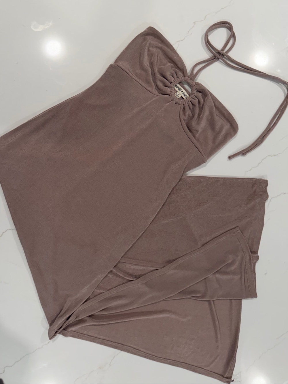 Inspired Hearts Dusty Rose Halter Maxi Dress with Ring Detail